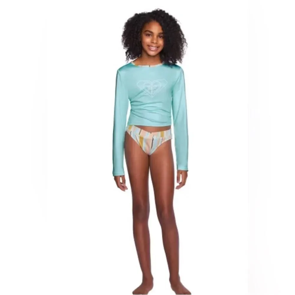 New! Roxy Youth 3-piece Swim Set Light Blue Girls XL